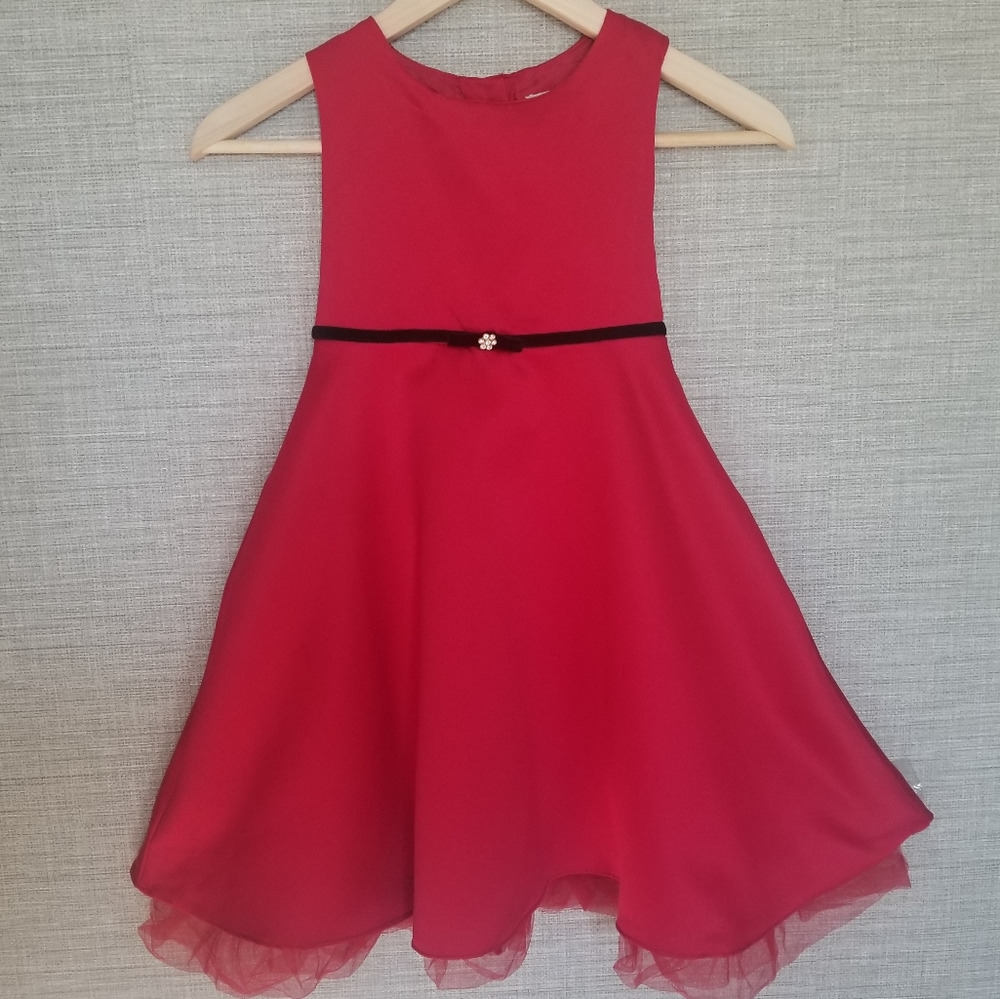 Girls kids red Holiday Christmas party Dress sz 6